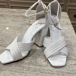 House of Harlow 1960 White Braided Heels